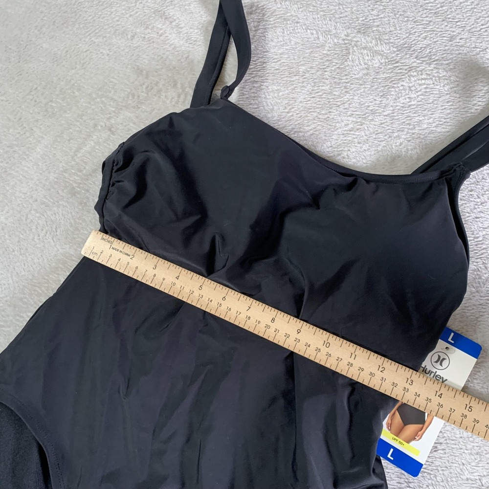 Hurley Swimsuit Womens Large Black One Piece UPF 50+ Adjustable Straps‎ NEW - Picture 5 of 11